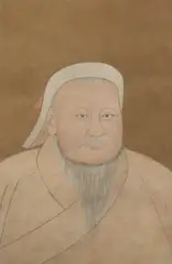 Genghis Khan by Anonymous, Ink and color on silk, sold Sep 2014