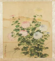 Yu Zhi, Birds on Flowering Prunus Branch; Chrysabthymum, Two ink and color on silk, signed and sealed - Each: 11 1/2 in. x 10 in