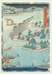 Yoshitsuya II, Battleship, Color woodcut, signed, sealed and