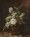 Still Life with Vase of Roses by American School, STILL LIFE WITH VASE OF ROSES, oil on canvas, sold Sep 2014