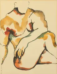 Hernan L. Toro, Figure Studies: Three Works, Watercolor and collage