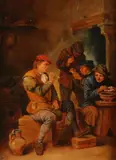 Continental School, Pub Scene, PUB SCENE, oil on copper