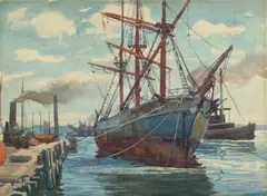J. Olaf Olson, The Dock, Watercolor