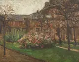 French School, Old Chateau with Flowering Garden, OLD CHATEAU WITH FLOWERING GARDEN, oil on canvas laid down on board