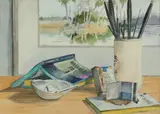 Gifford Alexander Cochran, Studio Still Life and Landscapes: Four Works, Three watercolors and one pencil