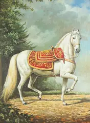William Bridge, White Horse, Oil on canvas laid on board