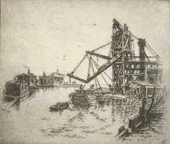 Benson Bond Moore, Wharf, Etching