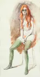 Joseph Sherly Sheppard, Seated Female Nude with Red Hair