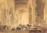 Joseph Nash, Interior of French Church, INTERIOR OF FRENCH CHURCH, watercolor