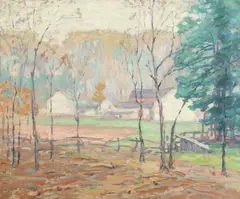 Oliver Boyce Judson, The White Barn, Oil on canvas