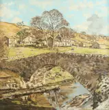 Thomas Leslie Kerkham, Stone Bridge to Farm, Oil on canvas