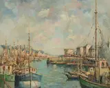 Henri Stenn, Port En Bessin, Oil on canvas