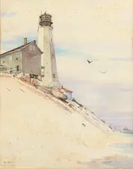 Ethel P.R. Leach, THE HENLOPEN LIGHTHOUSE ( Cape Henlopen, Watercolor