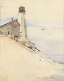 Ethel P.R. Leach, THE HENLOPEN LIGHTHOUSE ( Cape Henlopen, Watercolor