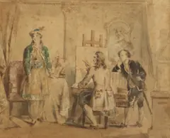 Marcus Stone, The Artist'S Studio, THE ARTIST'S STUDIO, watercolor