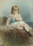 Napoleon Sarony, Girl with Bird, Pastel