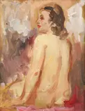 Belgian School, Seated Female Nude, SEATED FEMALE NUDE, oil on panel
