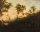 Continental School, Figures by Water, FIGURES BY WATER, oil on canvas