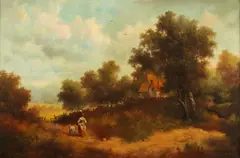 On the Road by Henry T. Harvey, Oil on canvas, sold Sep 2014