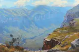 Robyn Collier, Looking Into the Grose at Butterbox Point, Oil on board