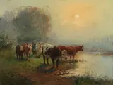 Georges Brasseur, Cows by the River, Oil on canvas