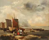 William Shayer, Coastal Scene with Boats, COASTAL SCENE WITH BOATS, oil on canvas