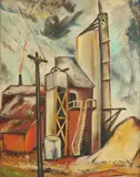 Karl Ernst Metzler, Grain Silo, Oil on board