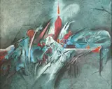 Jaroslav Šerých, Red Drop, Oil on canvas