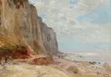 Edmond Marie Petitjean, Falaises Dans la Mer du Nord, Oil on canvas