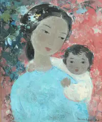 Vũ Cao Đàm, Mother and Child, Oil on canvas