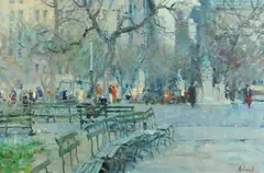 Richard Schmid, Washington Square Park Facing East, Oil on canvas