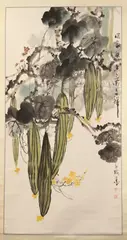 Luffa by Chinese School, Ink and color on paper scroll, signed and sealed, offered Nov 2014