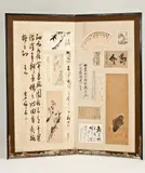 Japanese School, Calligraphy by Various Artists, Ink and color mounted on two-fold screen, signed and sealed (as is) - Each panel: 68 1/8 in. x 34 1/4 in