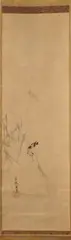 Kanō Tan'yū, Bird Perched on Branch, Ink on paper scroll, signed and sealed