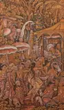 N. Malen, Village Life, Oil on fabric, signed and