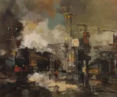 Cale Seche Penhoet St by Jean Fabert, Oil on canvas, sold Nov 2014