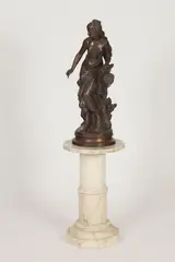 Mathurin Moreau, Woman with Pen and Notebook, Bronze with brown patina - Height:26 in