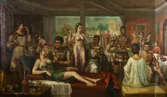 Antonis L. Karafyllakis, Bacchanalian Scene, Oil on canvas