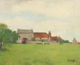 Henri-Alexis Schaeffer, View of Old Farmhouse, Oil on canvas