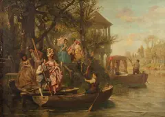 Eduardo León Garrido, Boating Party, Oil on canvas