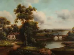 Torrens, FISHING OFF THE BRIDGE, giclee on canvas, FISHING OFF THE BRIDGE, giclee on canvas