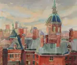 Irene Awret, View from Johns Hopkins, Watercolor