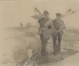 Lewis E. Herzog, Two Clam Diggers, Pencil