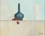 Candler, STILL LIFE WITH GRAPES AND EGG SHELL, sigend lower right, Oil on canavas