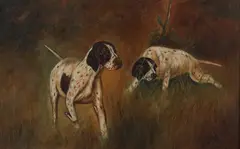 F. E. Scott, Two Pointers in the Field, Oil on canvas