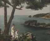 Continental School, Two Men by the Sea, Acrylic on canvas