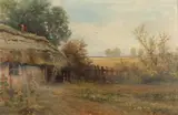 Landscape with Thatched Cottage by Continental School, Oil on canvas, offered Dec 2014