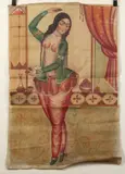 Anonymous, Female Figures, Ink and color on canvas