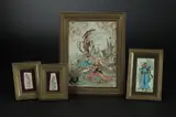 Anonymous, Couple, Four ink and color on faux ivory in khatam frames