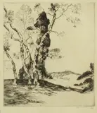 Alfred Heber Hutty, Hill Country, Dry point etching